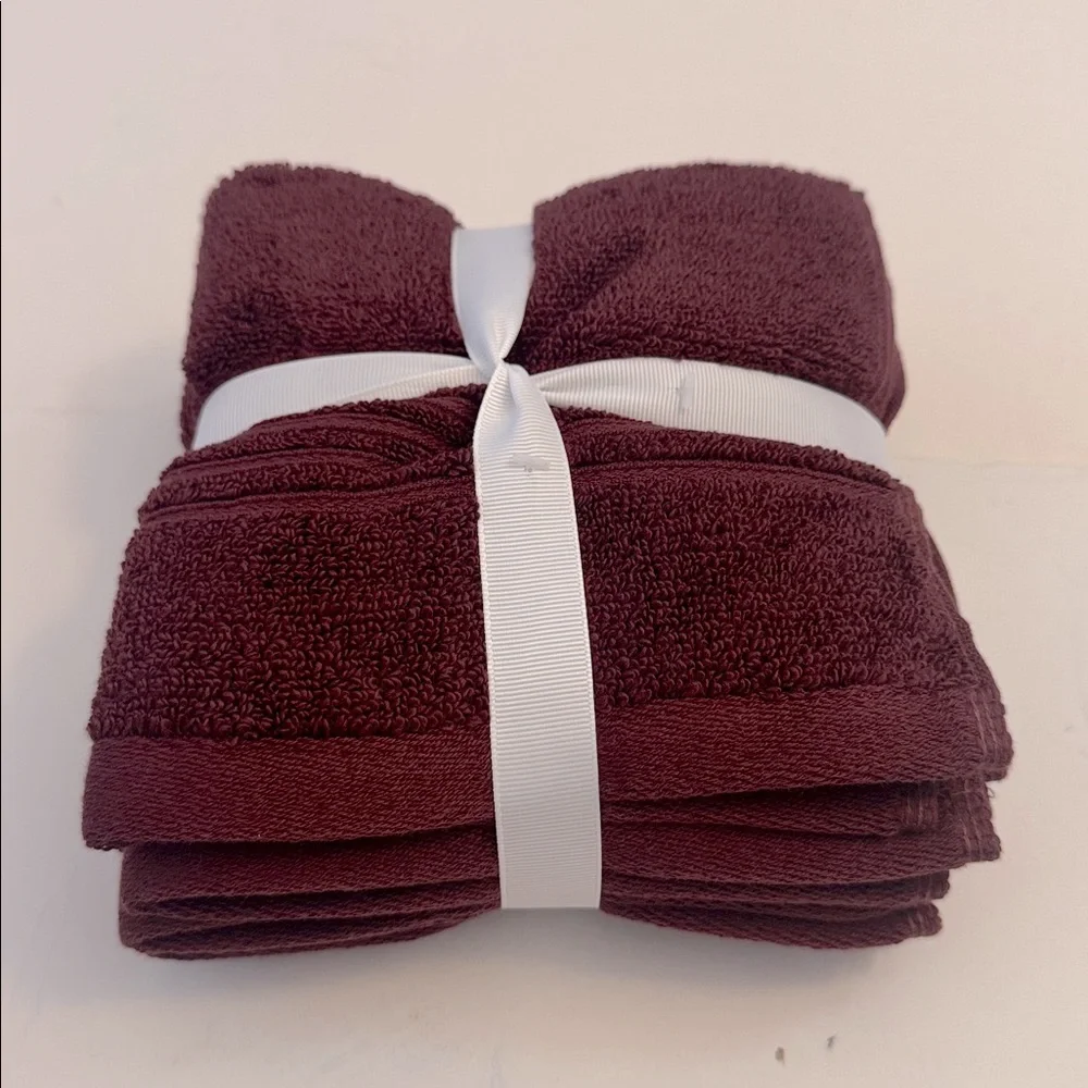 8pc RACHEL ZOE Luxe Twist Bath Towel Set - MERLOTMG - Cotton/Rayon From Bamboo